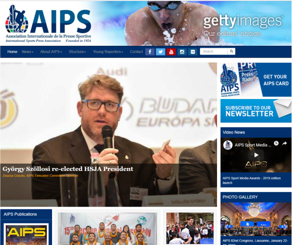 Az AIPS-honlap címlapján Az AIPS-honlap címlapján